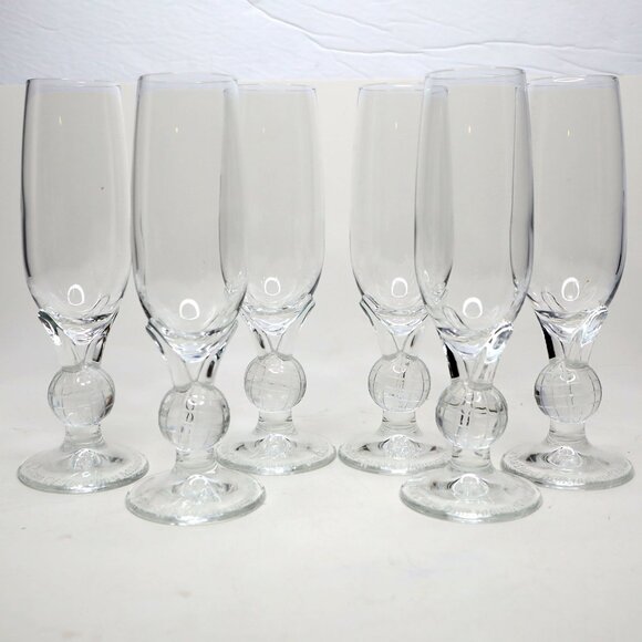 Vintage Nouvo Official Champagne Flute Glasses of The Third Millennium Y2k Globe - Picture 5 of 14